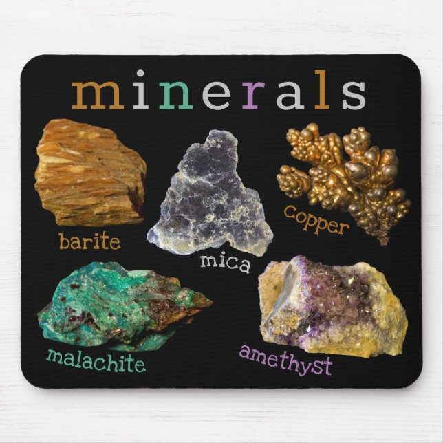 Rockhound Minerals with Labels Nature Photography Mouse Pad (Front)