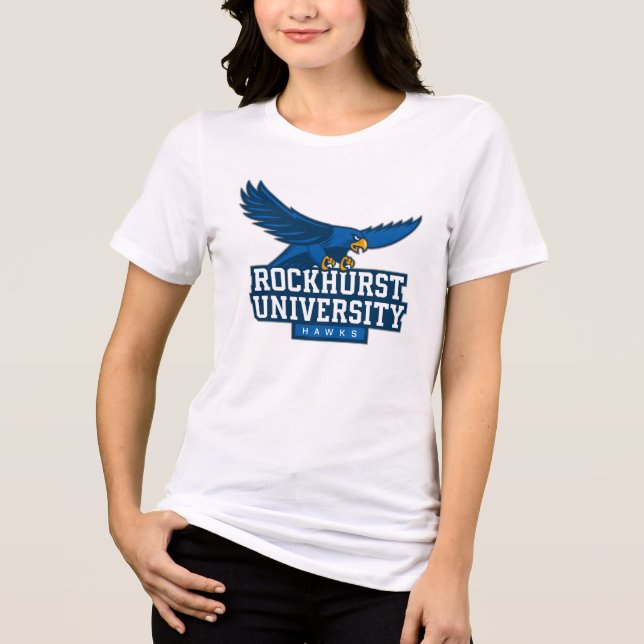 Rockhurst University Flying Hawk Mascot Wordmark 9 Tri-Blend Shirt (Front)