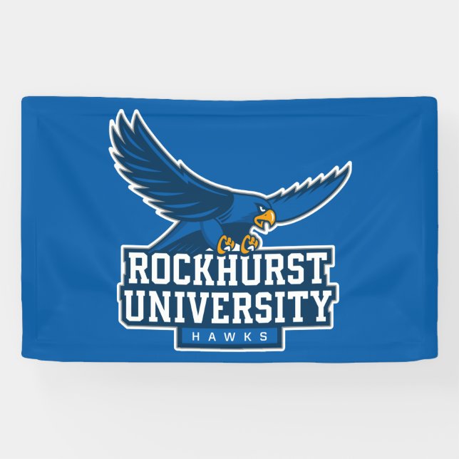 Rockhurst University Flying Hawk Mascot Wordmark Banner (Horizontal)
