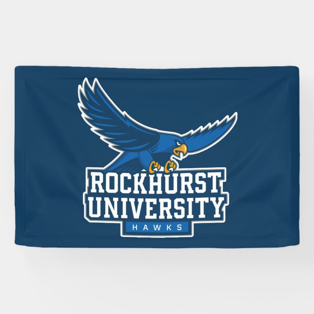 Rockhurst University Flying Hawk Mascot Wordmark Banner (Horizontal)