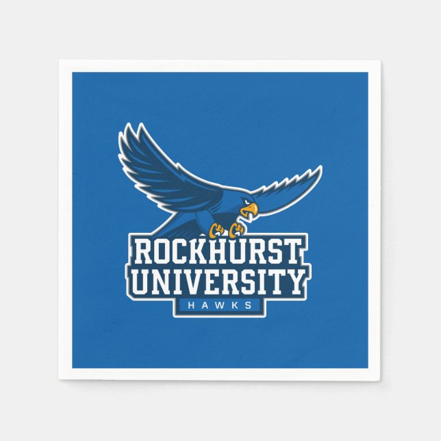 Rockhurst University Flying Hawk Mascot Wordmark Napkins (Front)