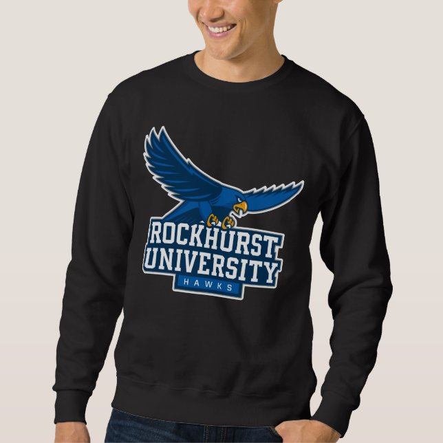 Rockhurst University Flying Hawk Mascot Wordmark Sweatshirt (Front)