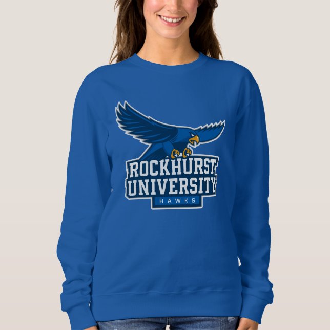 Rockhurst University Flying Hawk Mascot Wordmark Sweatshirt (Front)