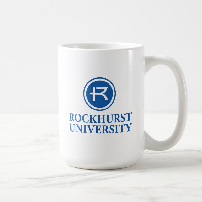 Rockhurst University Horizontal Wordmark Circle Coffee Mug (Right)
