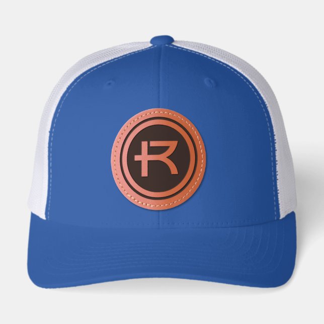 Rockhurst University Horizontal Wordmark Circle Leather Patch Hat (Front)