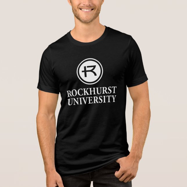 Rockhurst University Horizontal Wordmark Circle Tri-Blend Shirt (Front)