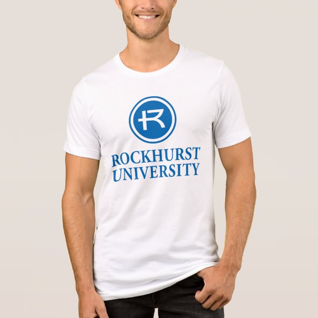 Rockhurst University Horizontal Wordmark Circle Tri-Blend Shirt (Front)