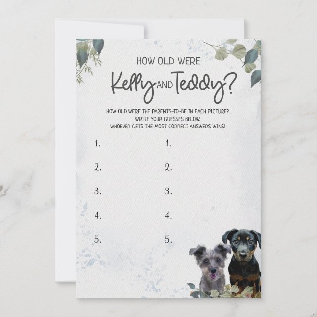 Rockie and Lyla's Mommy Daddy game Card (Front)