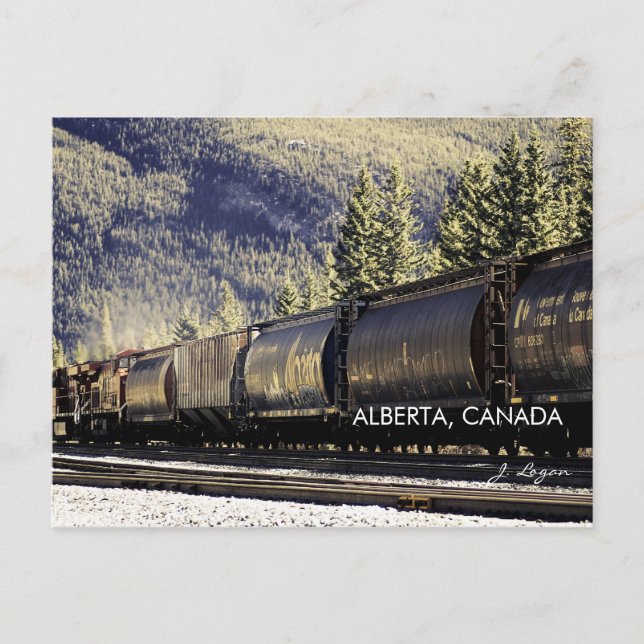 Rockies & Trains, Alberta Canada (fine art photo) Postcard (Front)