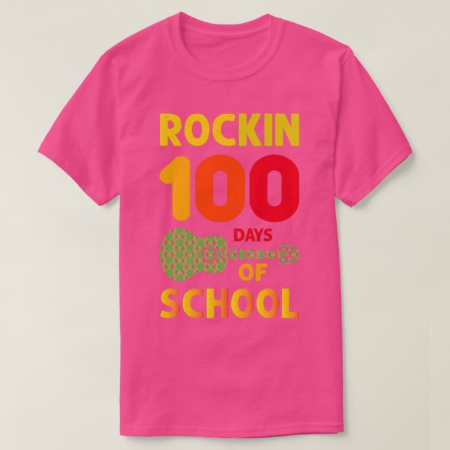 Rockin 100 Days Of School 4 T-Shirt (Design Front)