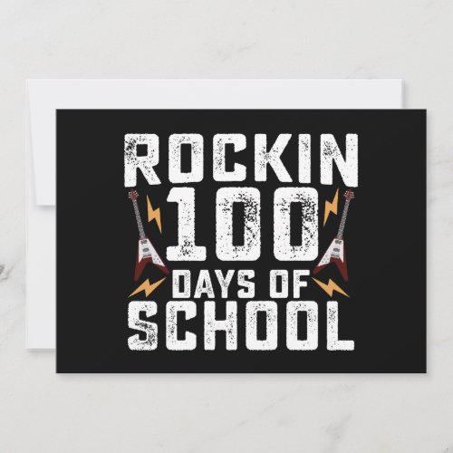 Rockin 100 Days of School Rock Guitar Vintage Invitation