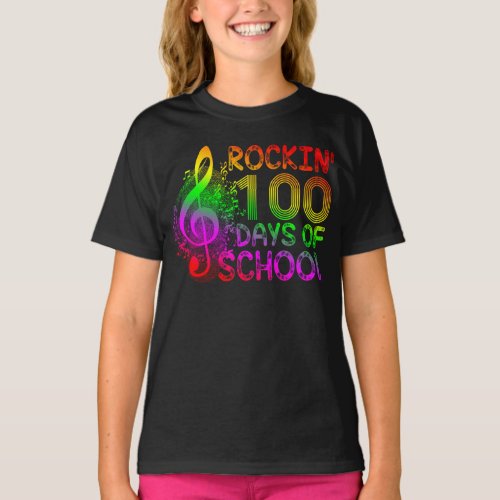 rockin 100 days of school T_Shirt