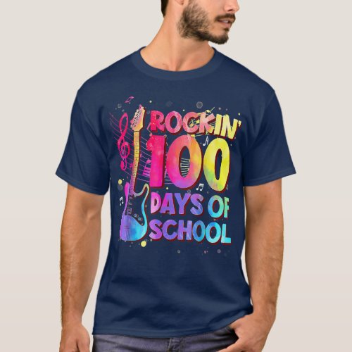 Rockin 100 Days Of SchoolGuitar Music Teacher 2827 T_Shirt