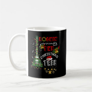 Rockin Around The Christmas Guitar Tree Santa Hat Coffee Mug