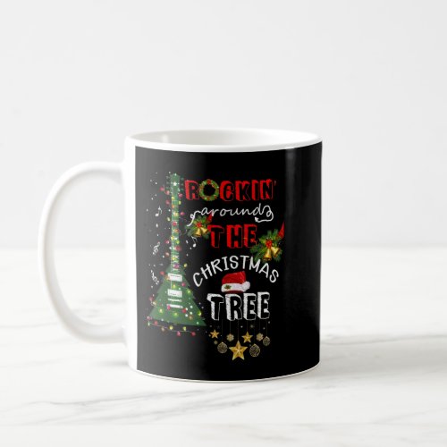 Rockin Around The Christmas Guitar Tree Santa Hat  Coffee Mug