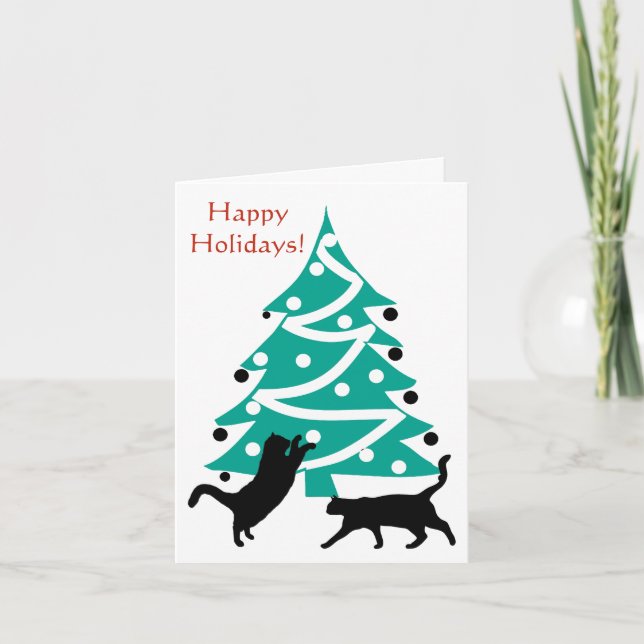 "Rockin' Around the Christmas Tree" Cat card (Front)