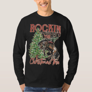 Rockin' Around The Christmas Tree Cowboy Santa Rid T-Shirt