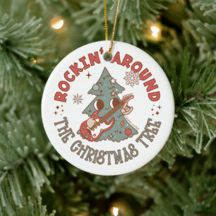 Rockin Around the Christmas Tree © GraphicLoveShop Ceramic Ornament