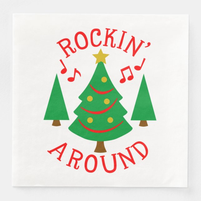 Rockin' Around the Christmas Tree Paper Dinner Napkins (Front)