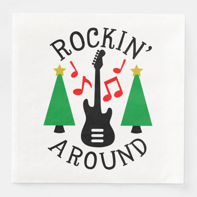 Rockin' Around the Christmas Tree Paper Dinner Napkins (Front)