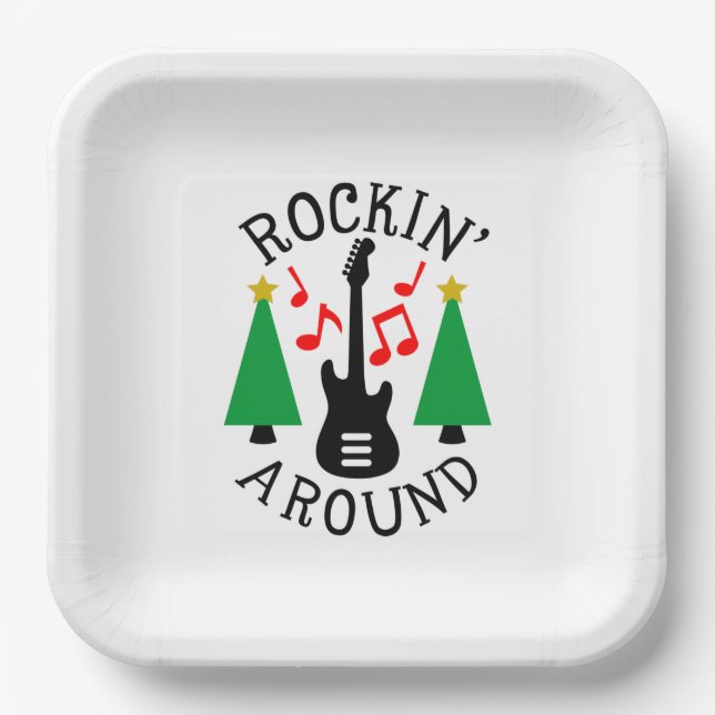 Rockin' Around the Christmas Tree Paper Plates (Front)