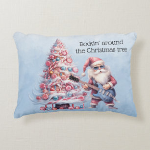 Rockin' Around the Christmas Tree Santa Guitar Accent Pillow