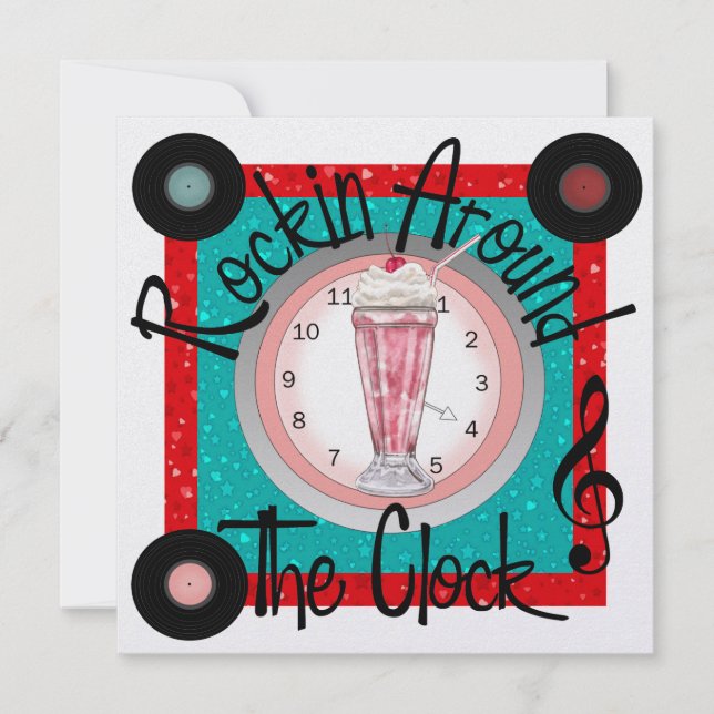 Rockin' Around the Clock Party - SRF Invitation (Front)