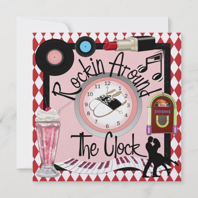 Rockin' Around the Clock Party - SRF Invitation (Front)