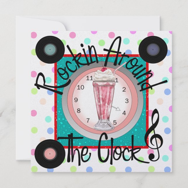 Rockin' Around the Clock Party - SRF Invitation (Front)