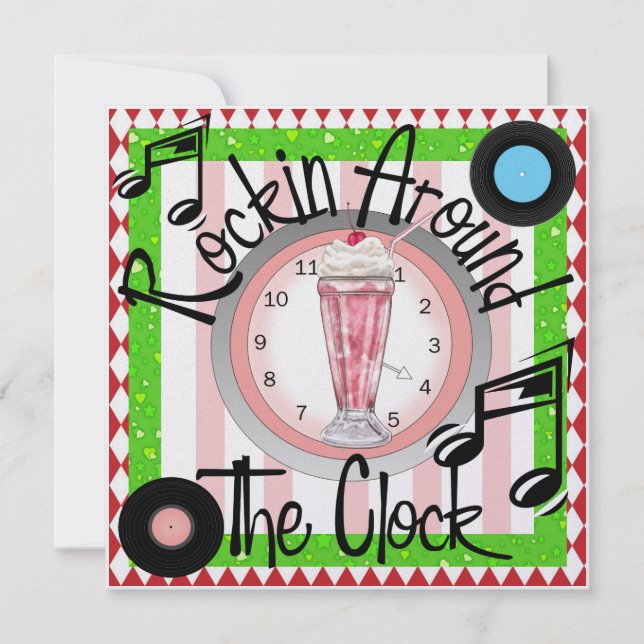 Rockin' Around the Clock Party - SRF Invitation (Front)