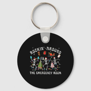 Rockin-around The Emergency Room Skeleton Er Nurse Keychain