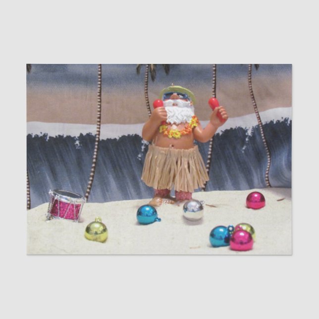 Rockin' Beach Party Santa Christmas Tissue Paper (Front)