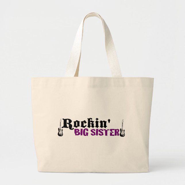 Rockin Big Sister Large Tote Bag (Front)