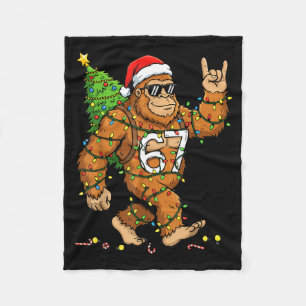 Rockin' Bigfoot Christmas Tree Xmas Lights Funny 6 Fleece Blanket
