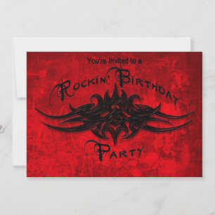 ROCKIN' BIRTHDAY PARTY INVITATIONS - RED TATTOO