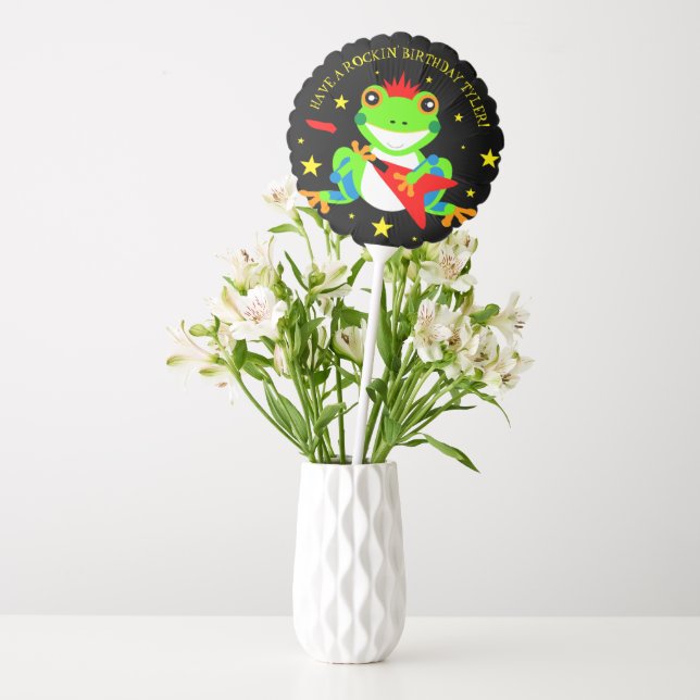 Rockin' Birthday Tree Frog with Red Guitar Balloon (Vase)