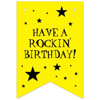 Rockin' Birthday Tree Frog with Red Guitar Bunting Flags