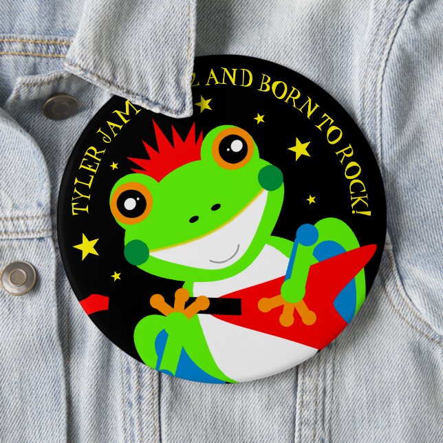 Rockin' Birthday Tree Frog with Red Guitar Button (In Situ)