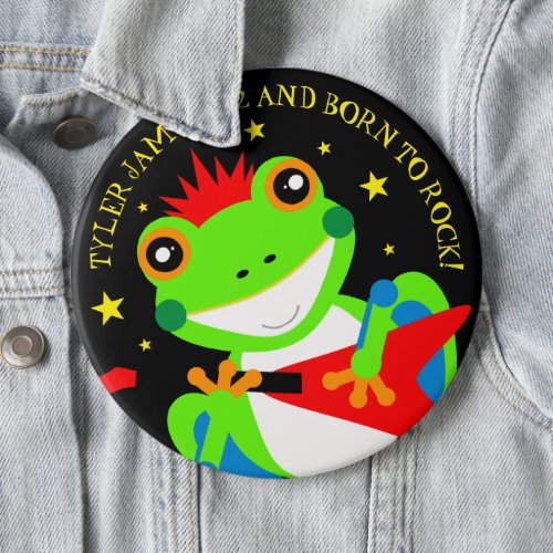Rockin Birthday Tree Frog with Red Guitar Button
