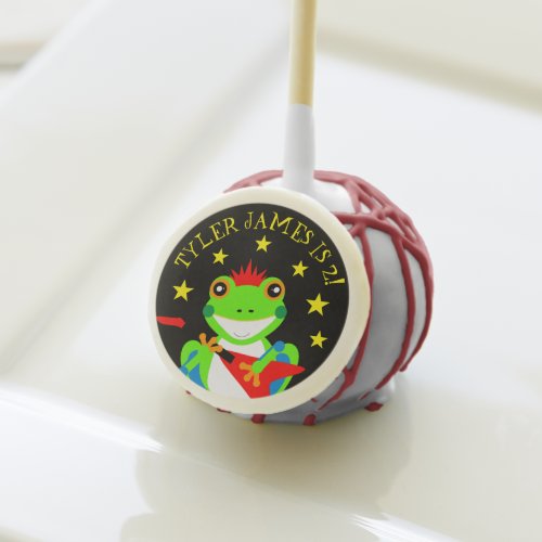 Rockin Birthday Tree Frog with Red Guitar Cake Pops