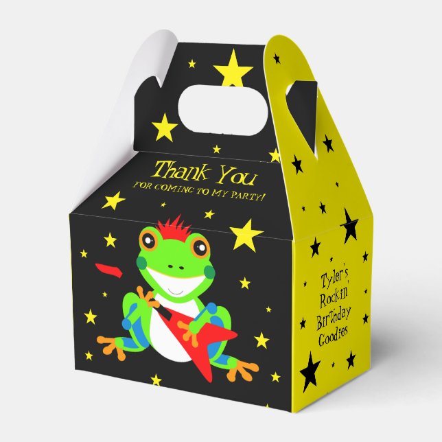 Rockin' Birthday Tree Frog with Red Guitar Favor Boxes (Front Side)