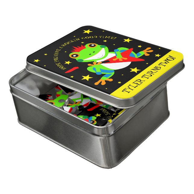 Rockin' Birthday Tree Frog with Red Guitar Jigsaw Puzzle (Lid Open)