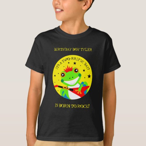 Rockin Birthday Tree Frog with Red Guitar T_Shirt