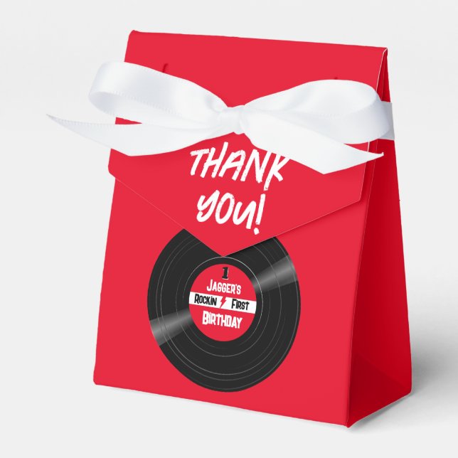 Rockin Birthday Vinyl Record Red  Favor Boxes (Front Side)
