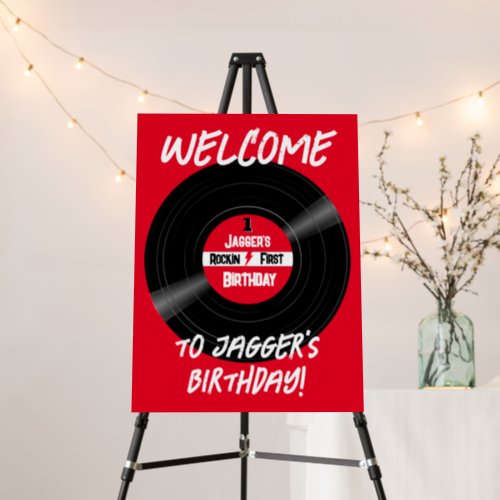 Rockin Birthday Vinyl Record Red Foam Welcome Sign