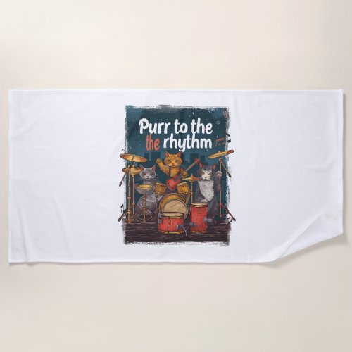 Rockin Cat Band Beach Towel