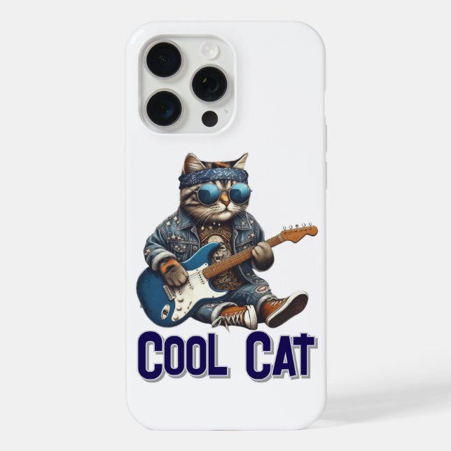 Rockin' Cat The Cool Guitarist iPhone Case (Back)