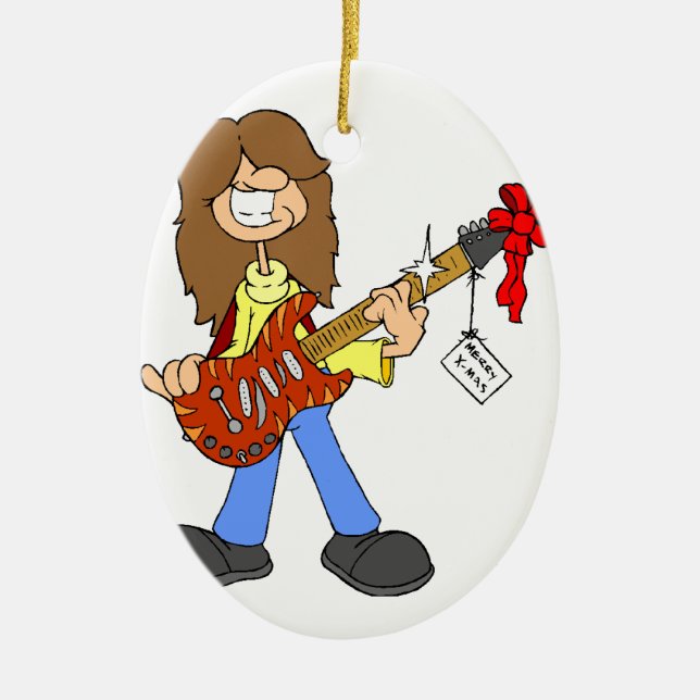 Rockin Christmas Dude Ceramic Ornament (Front)