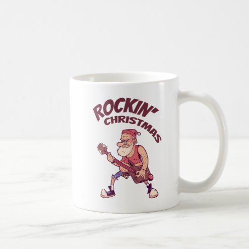 Rockin Christmas Santa rocking with Guitar Invita Coffee Mug