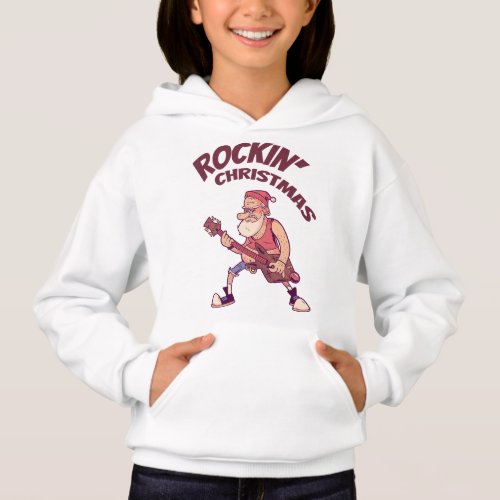 Rockin Christmas Santa rocking with Guitar Invita Hoodie